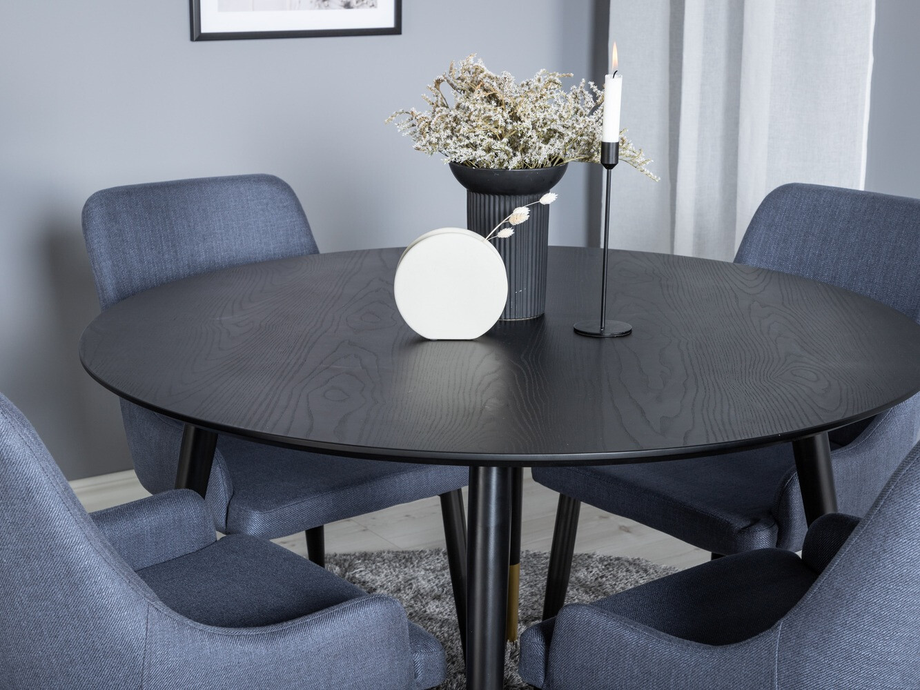Salle à manger complète Dallas 1181 (Bleu + Noir)