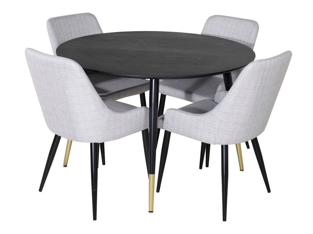 Salle à manger complète Dallas 1181 (Gris + Noir)