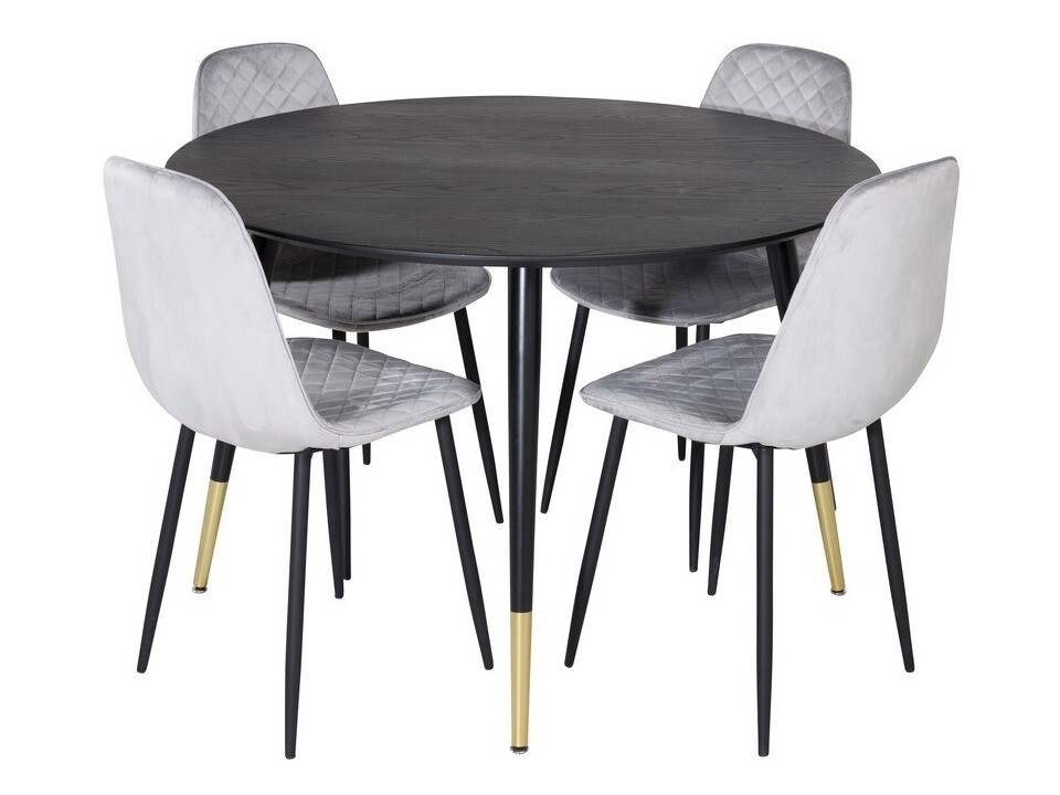 Salle à manger complète Dallas 1183 (Gris + Noir)