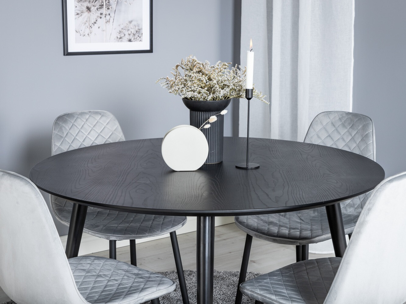 Salle à manger complète Dallas 1183 (Gris + Noir)