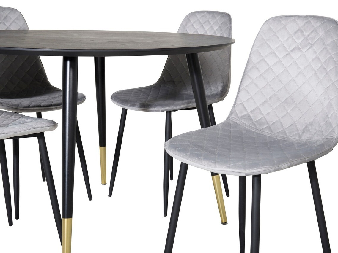 Salle à manger complète Dallas 1183 (Gris + Noir)