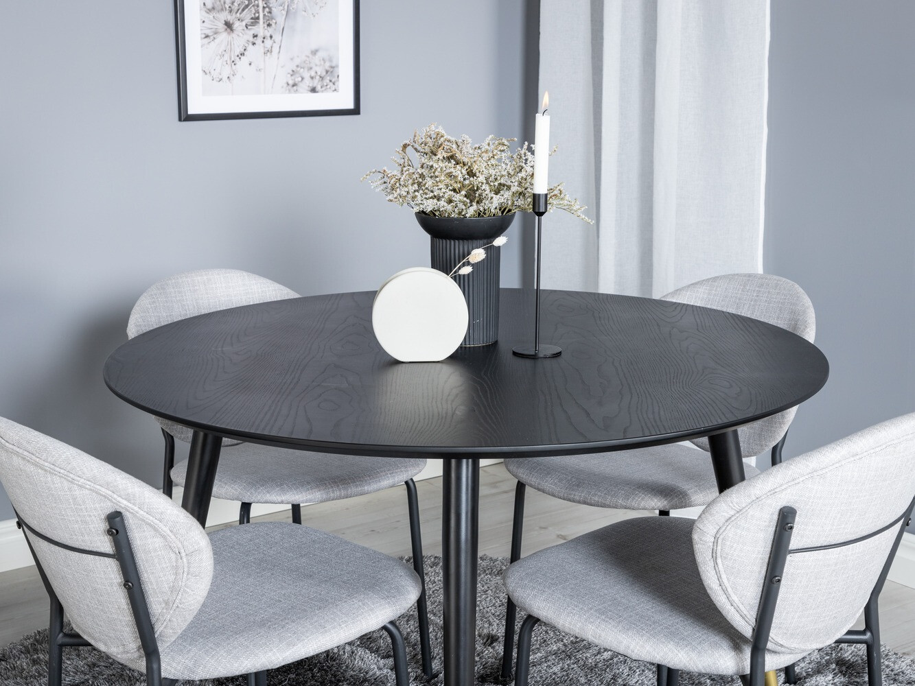 Salle à manger complète Dallas 1186 (Gris + Noir)