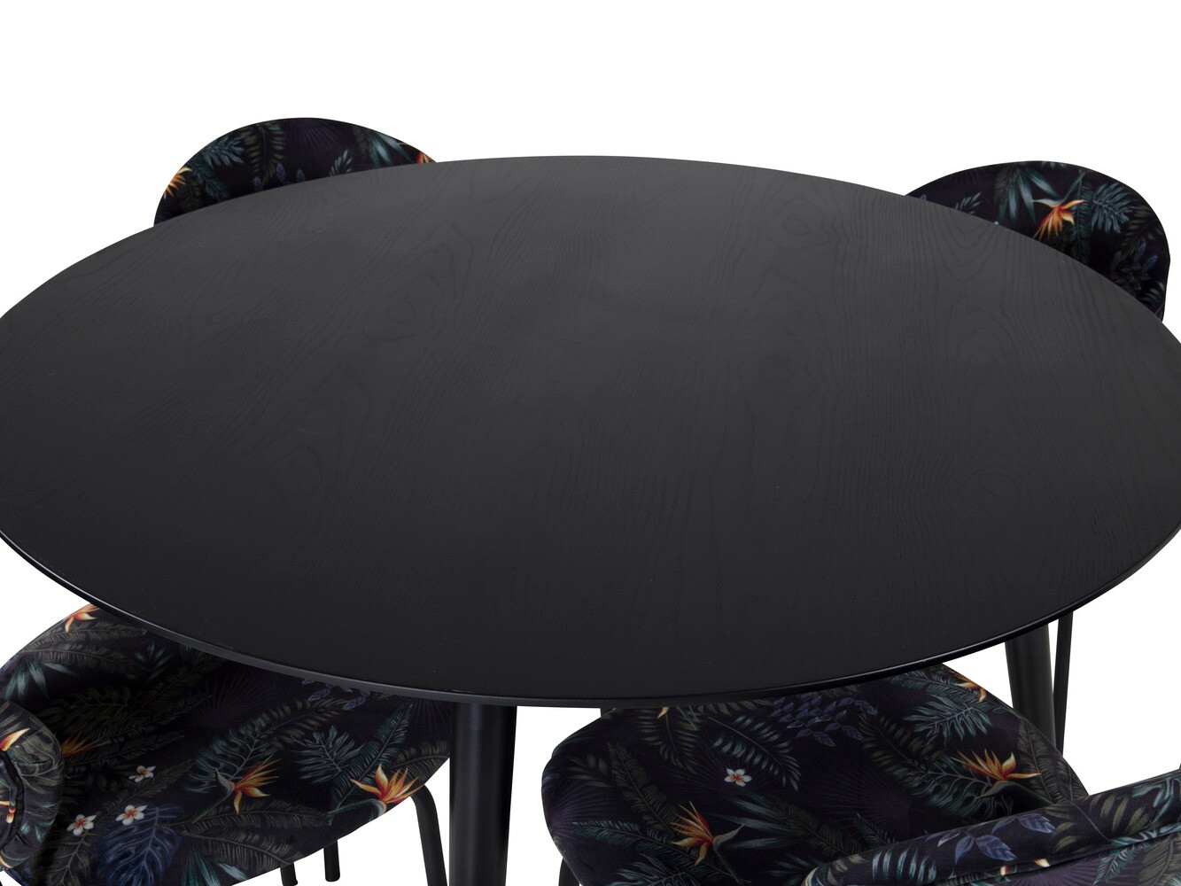 Salle à manger complète Dallas 1186 (Motif floral + Noir)