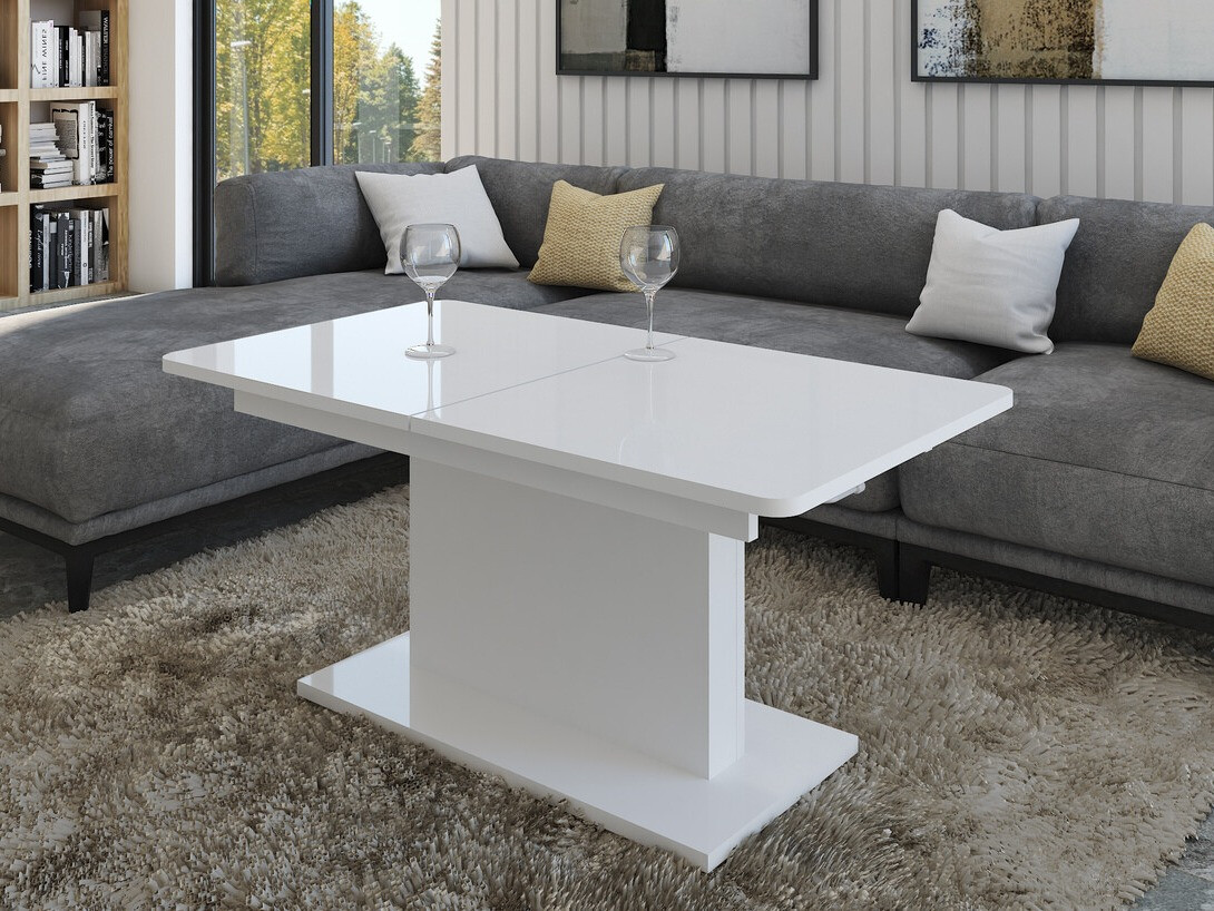 Table basse transformateur Ogden 158 (Blanc brillant + Blanc)