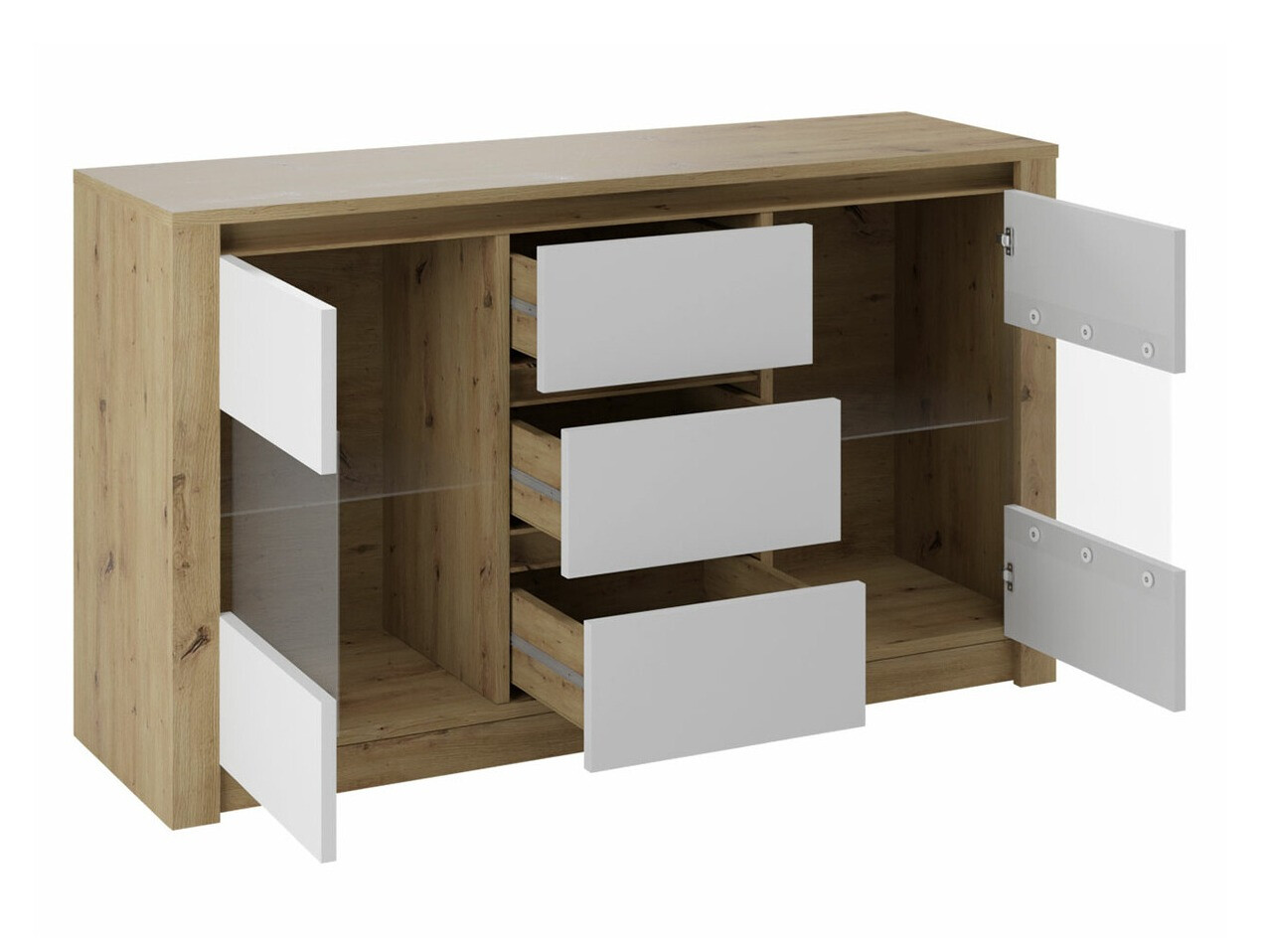 Commode Deldale 102 (Chêne Artisan + Gris)