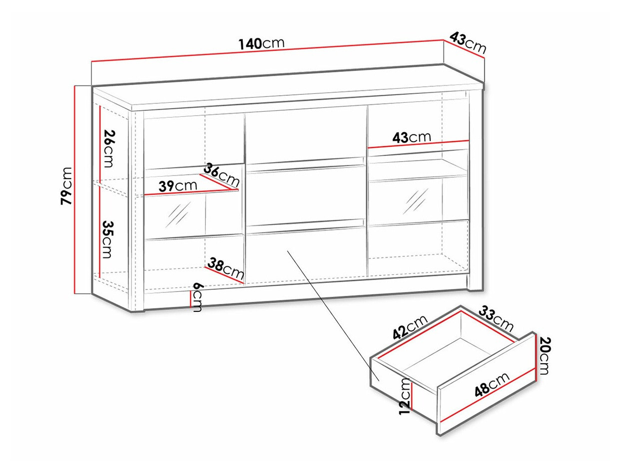 Commode Deldale 102 (Chêne Artisan + Gris)