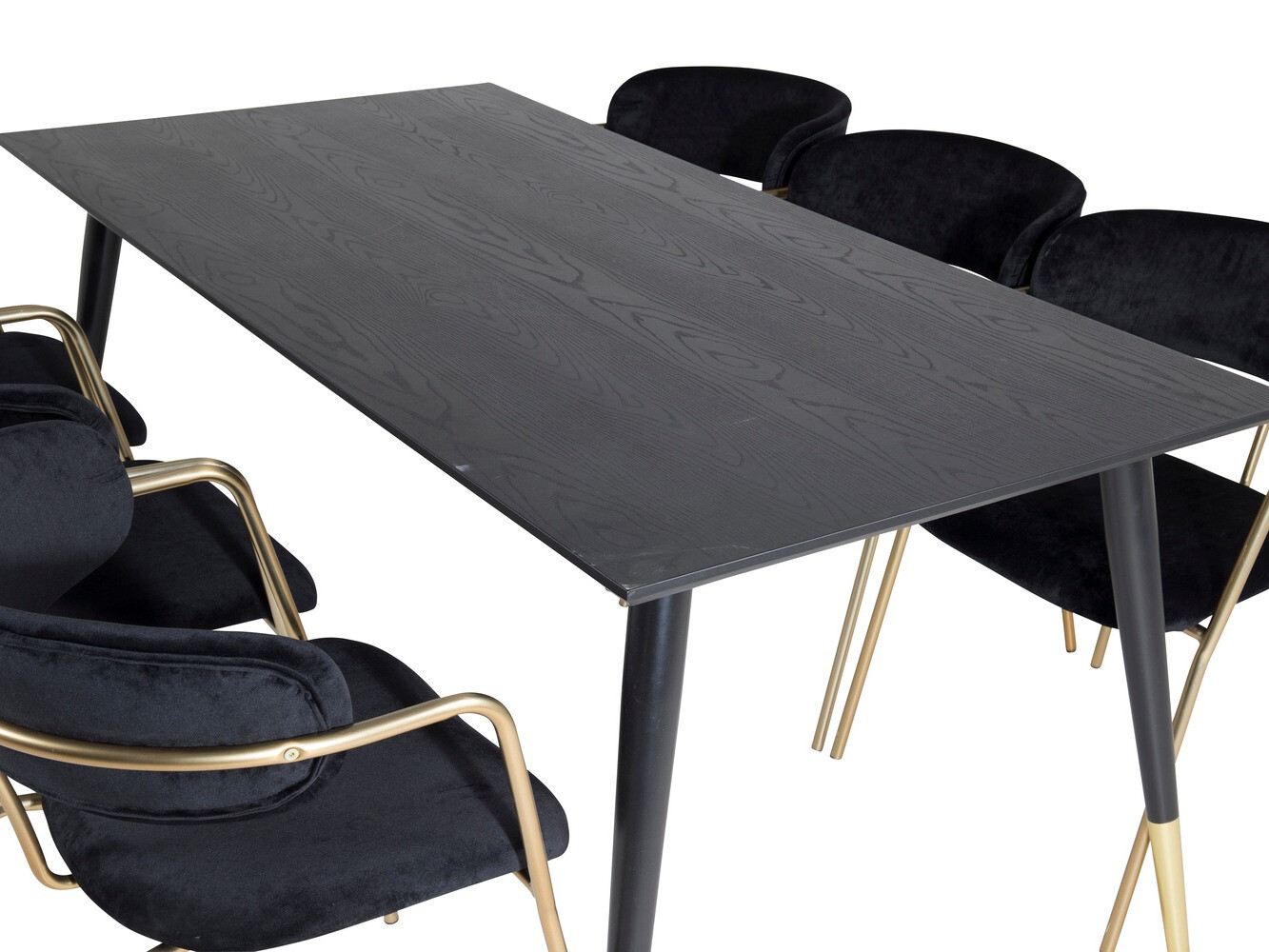 Salle à manger complète Dallas 1258 (Noir + Doré)