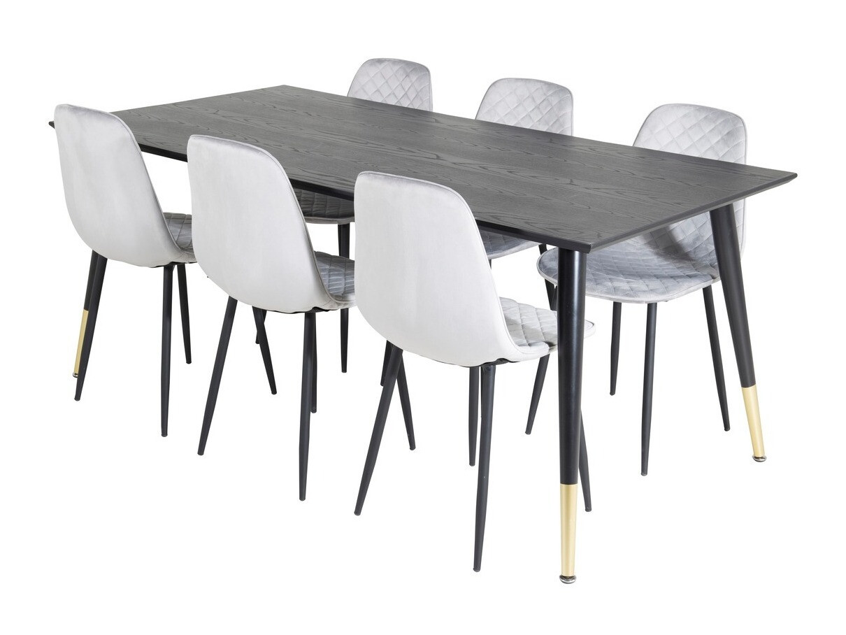 Salle à manger complète Dallas 1259 (Gris + Noir)