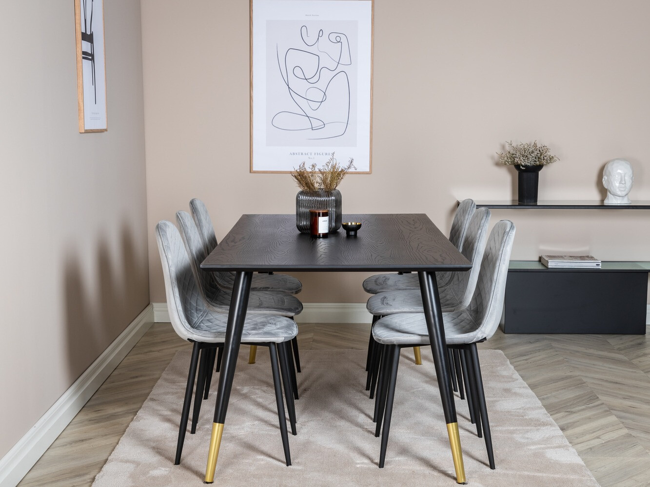 Salle à manger complète Dallas 1259 (Gris + Noir)