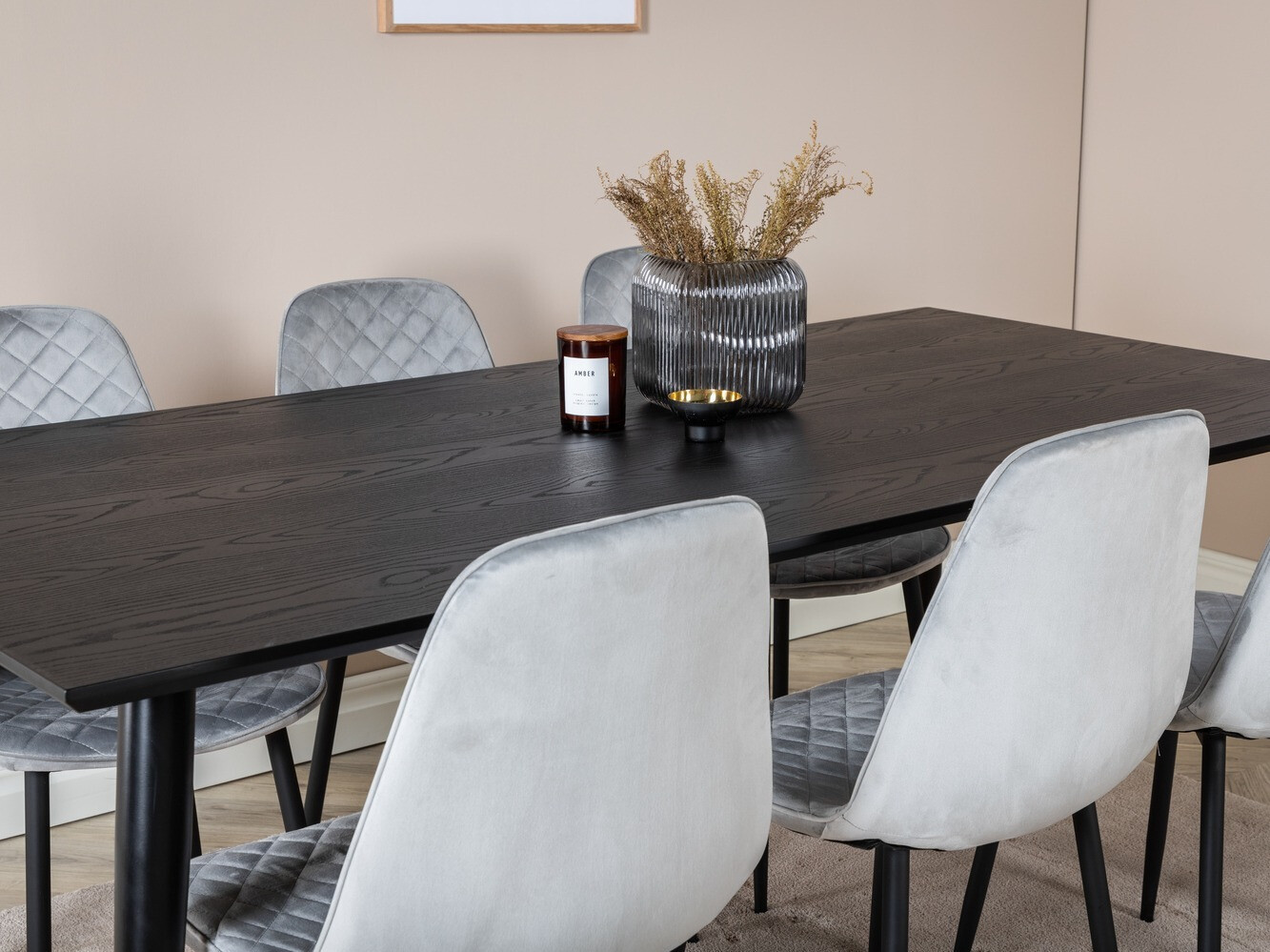 Salle à manger complète Dallas 1259 (Gris + Noir)