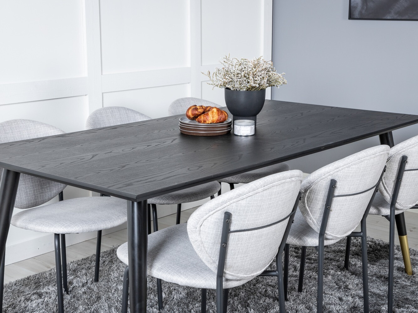 Salle à manger complète Dallas 1260 (Gris + Noir)