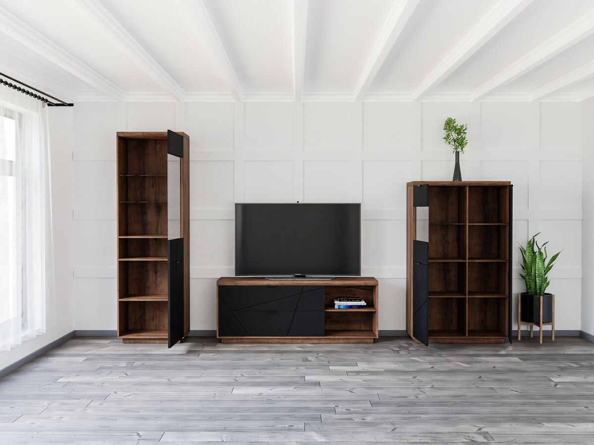 Ensemble de salon Fivale 112 (Chêne delano foncé + Noir mat)