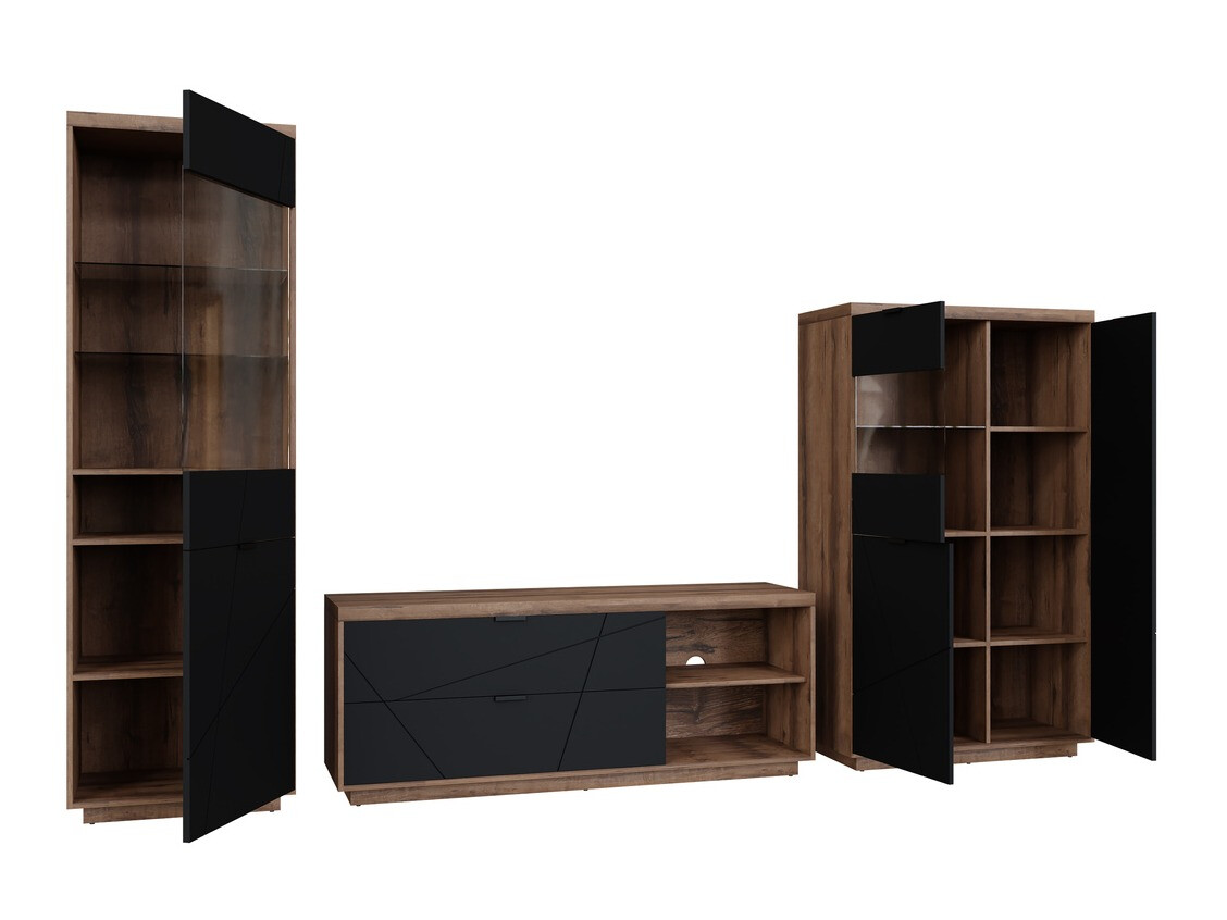 Ensemble de salon Fivale 112 (Chêne delano foncé + Noir mat)
