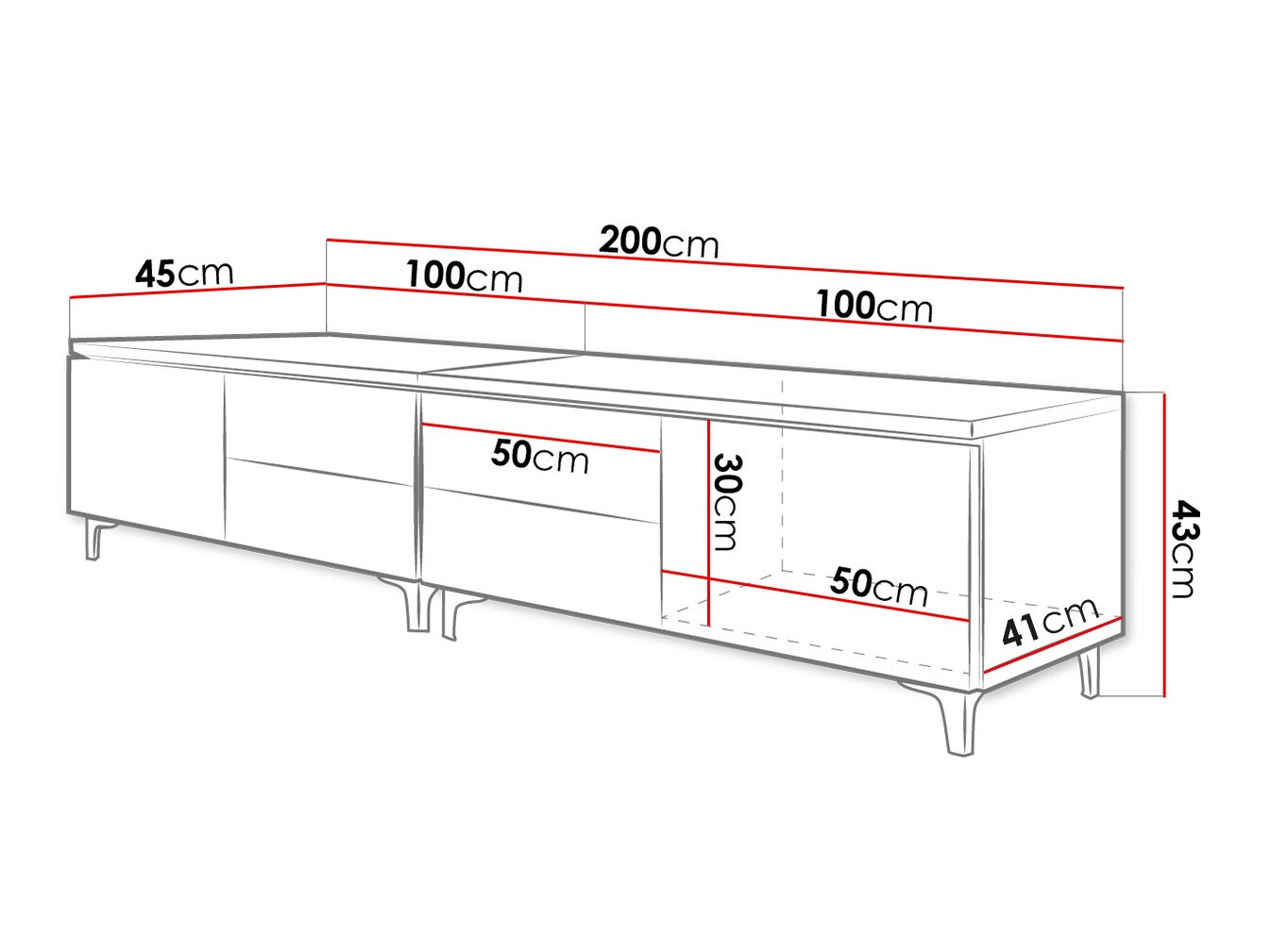 Meuble TV Hortus I (Blanc + Blanc brillant)