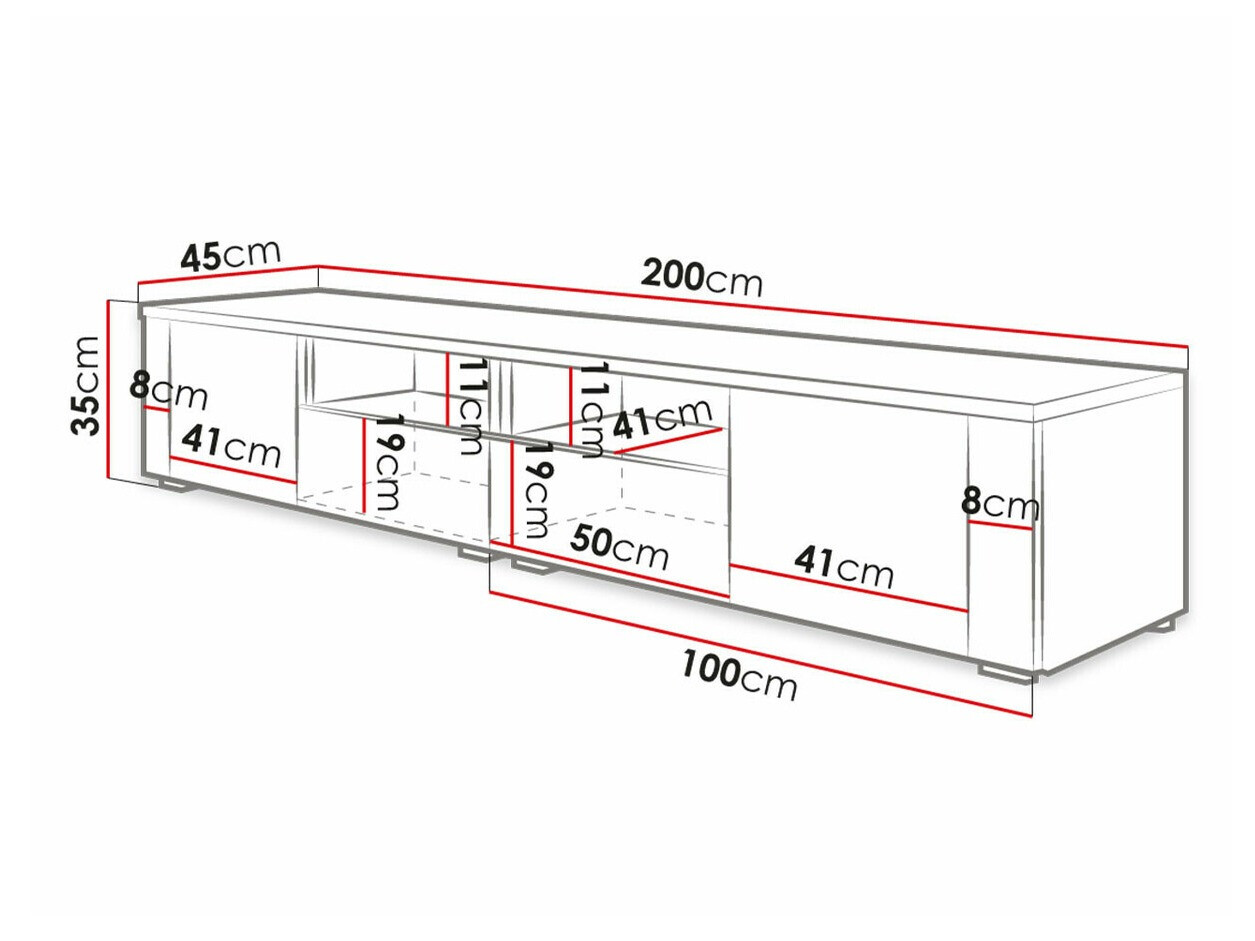 Meuble TV Nashville 127 (Blanc + Blanc brillant)
