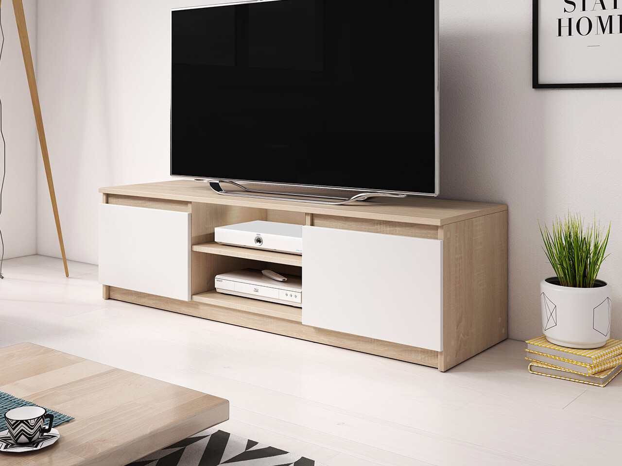 Meuble TV Sarasota 139 (Sonoma chêne + Blanc)