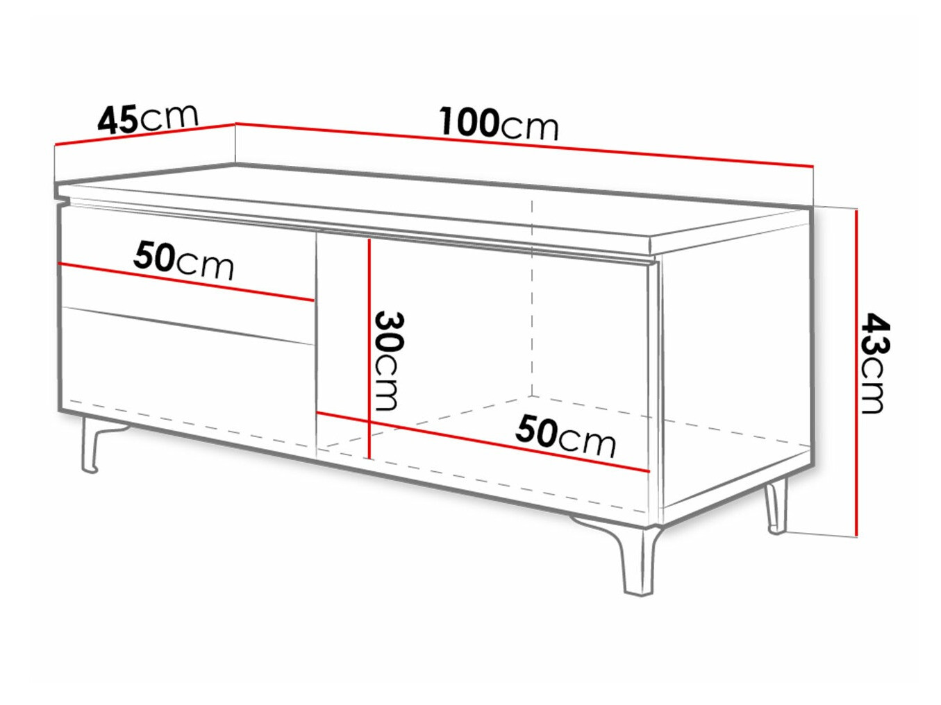 Meuble TV Uva VI (Blanc + Blanc brillant)