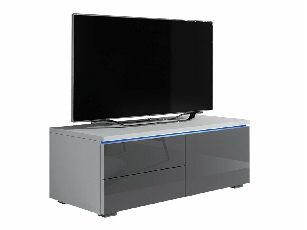 Meuble TV Uva VI (Blanc + Gris brillant)