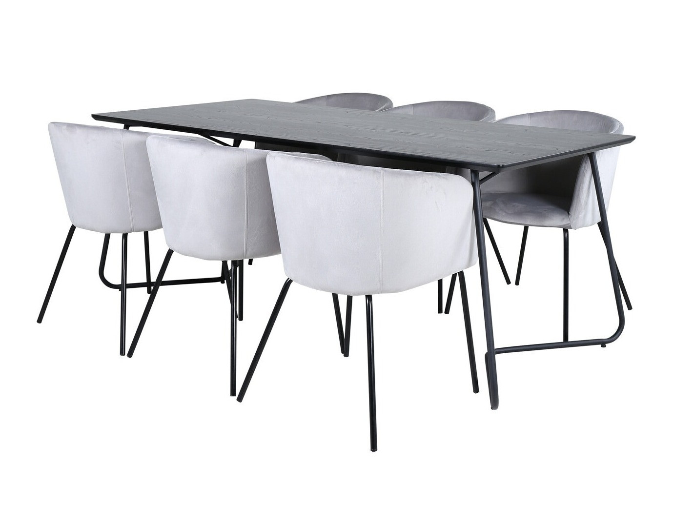 Salle à manger complète Dallas 2569 (Gris clair + Noir)