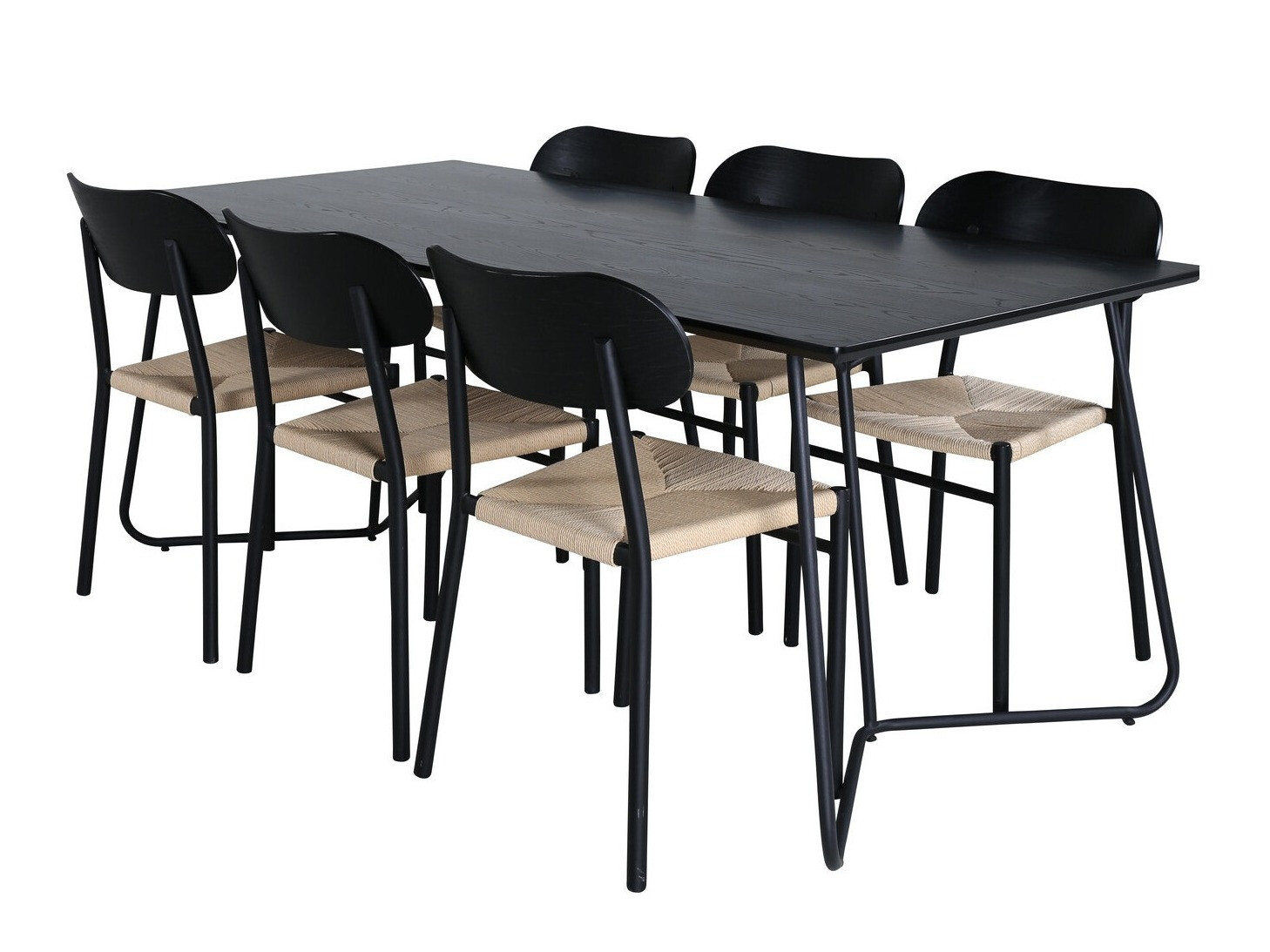 Salle à manger complète Dallas 2716 (Noir + Brun clair)
