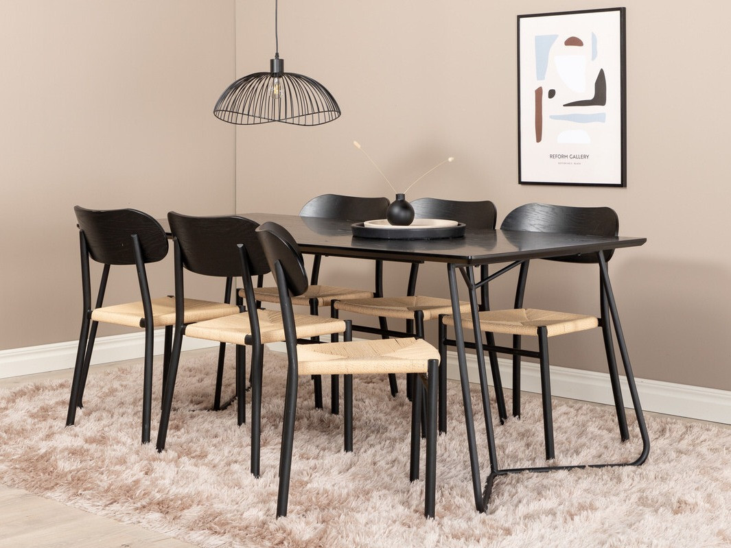 Salle à manger complète Dallas 2716 (Noir + Brun clair)