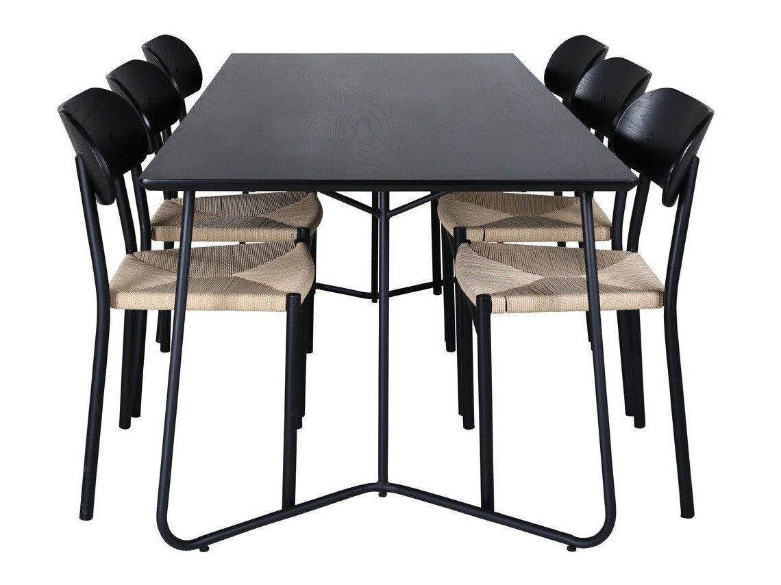 Salle à manger complète Dallas 2716 (Noir + Brun clair)