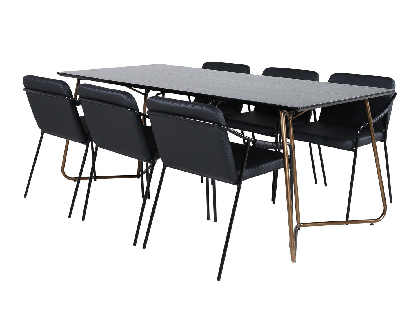 Salle à manger complète Dallas 2720 (Noir + Cuivre)