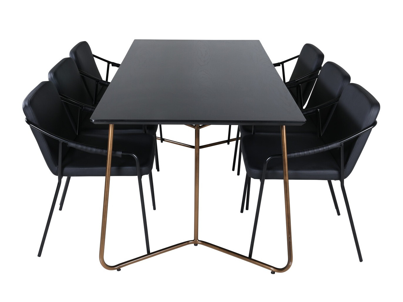 Salle à manger complète Dallas 2720 (Noir + Cuivre)