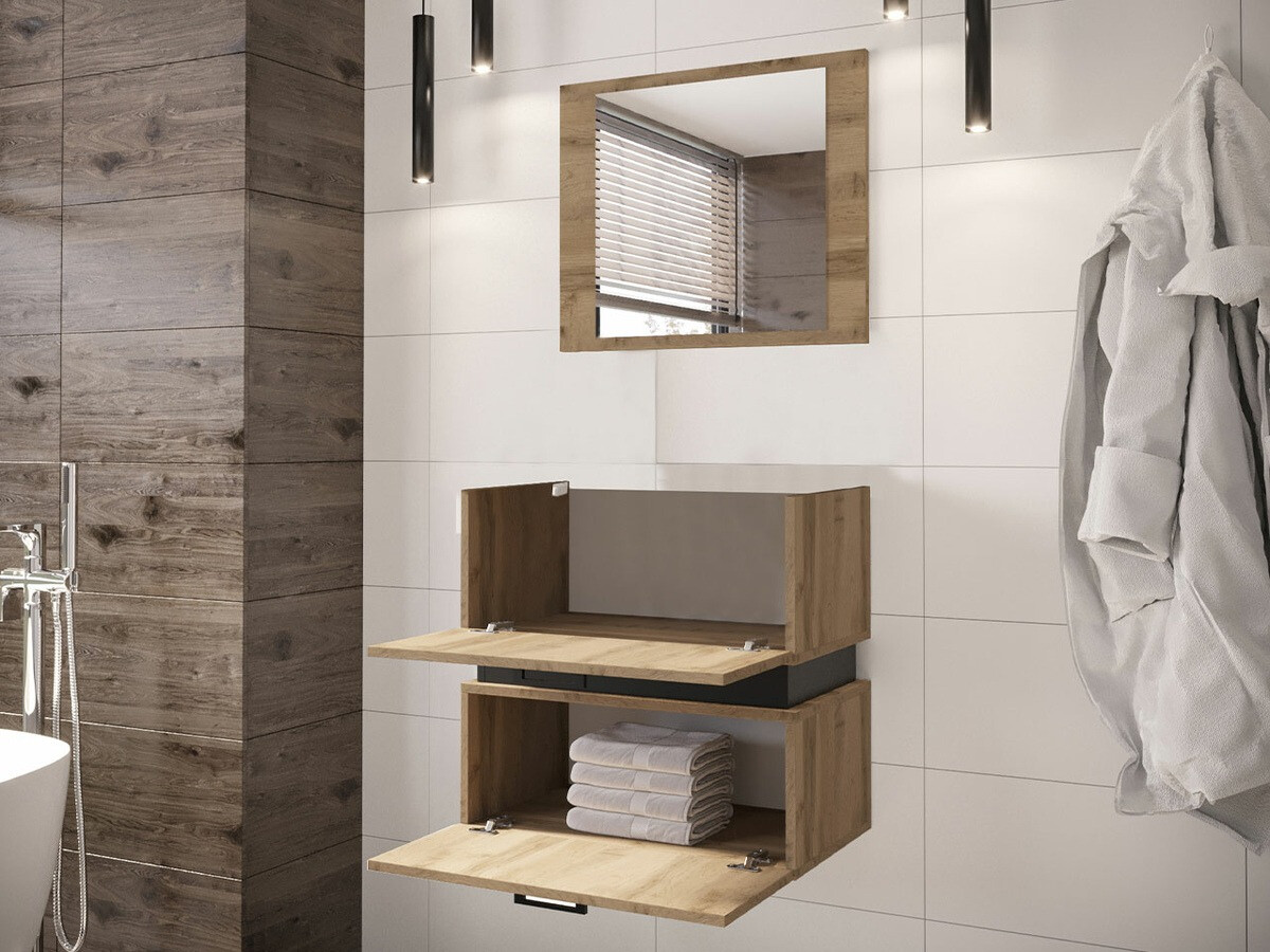 Ensemble de salle de bain Hartford C104 (Chêne wotan + Noir)