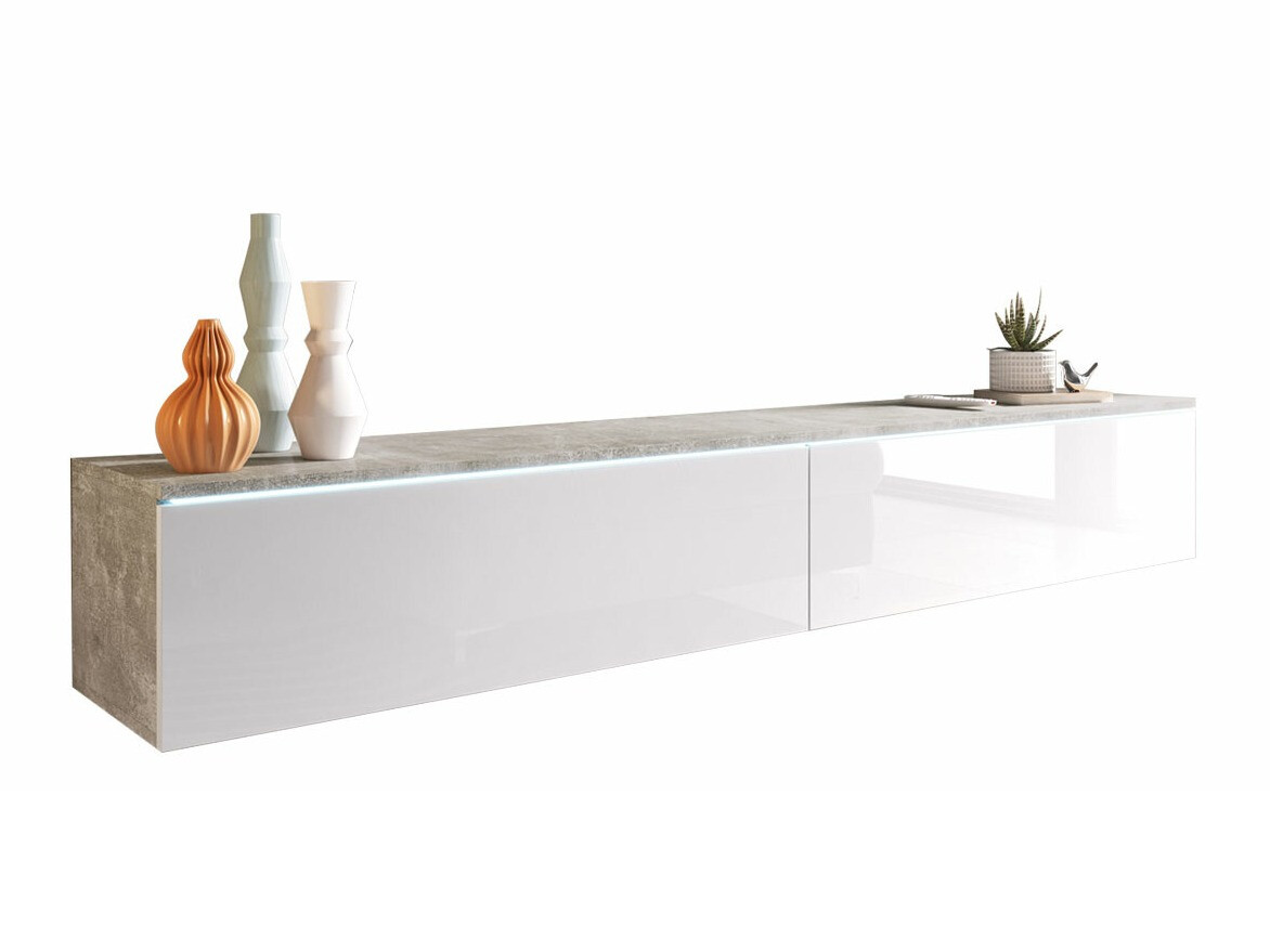 Meuble TV Scientia I (Béton + Blanc brillant)