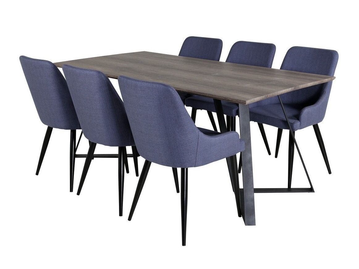 Salle à manger complète Dallas 1345 (Bleu + Noir)