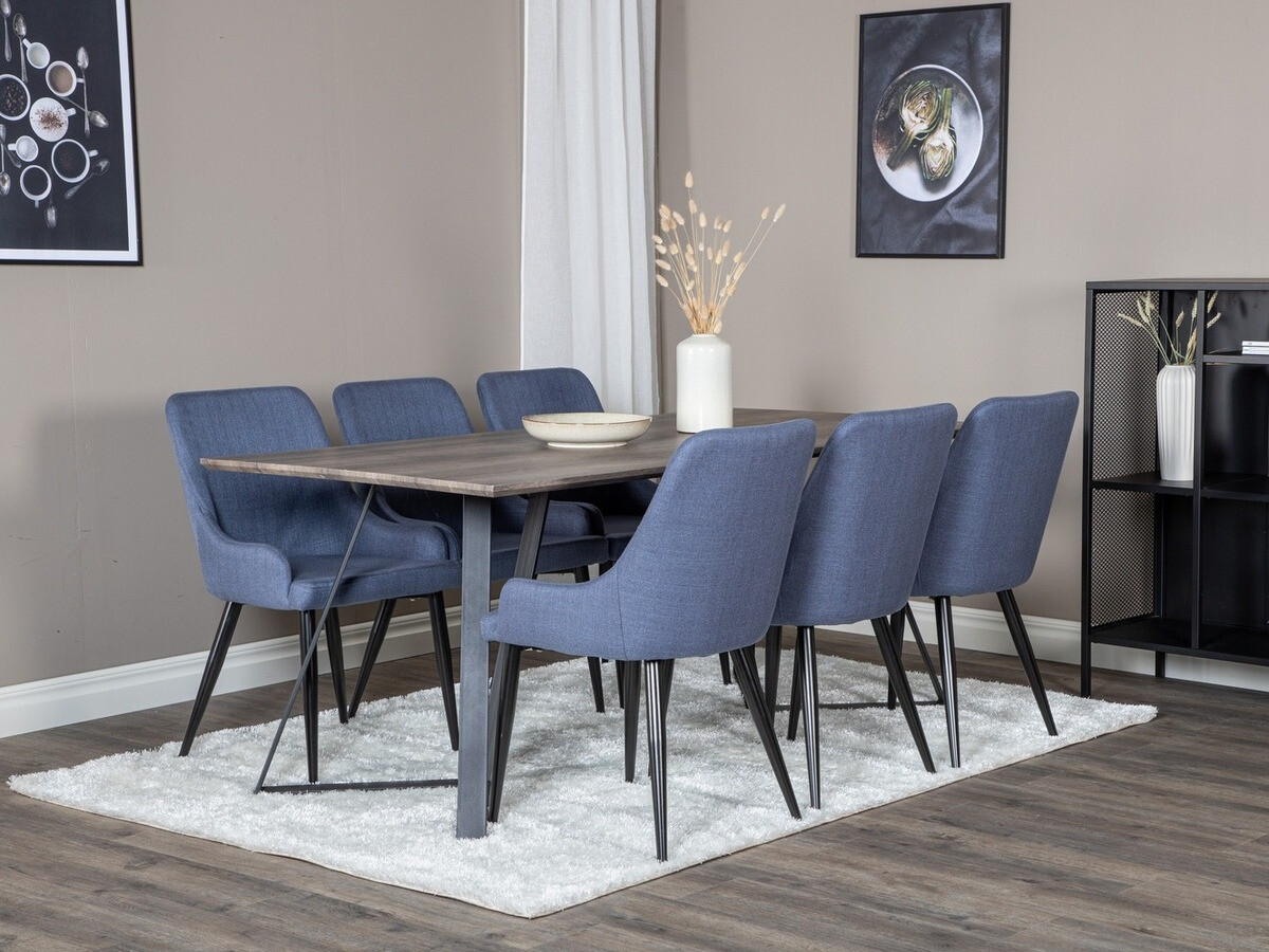 Salle à manger complète Dallas 1345 (Bleu + Noir)