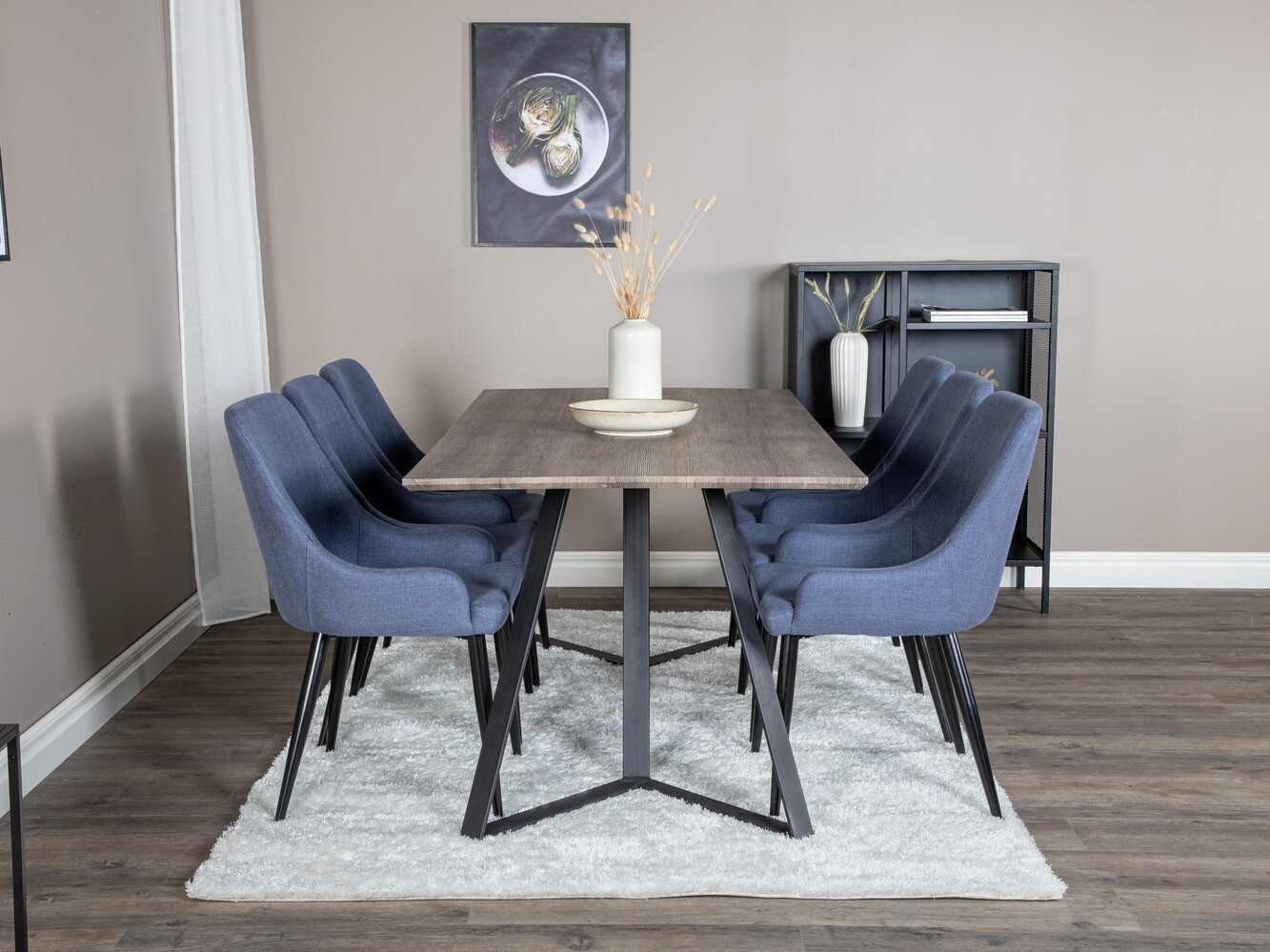 Salle à manger complète Dallas 1345 (Bleu + Noir)