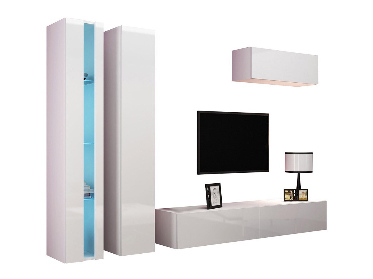 Ensemble de salon Venenou 136 (Blanc + Blanc brillant)