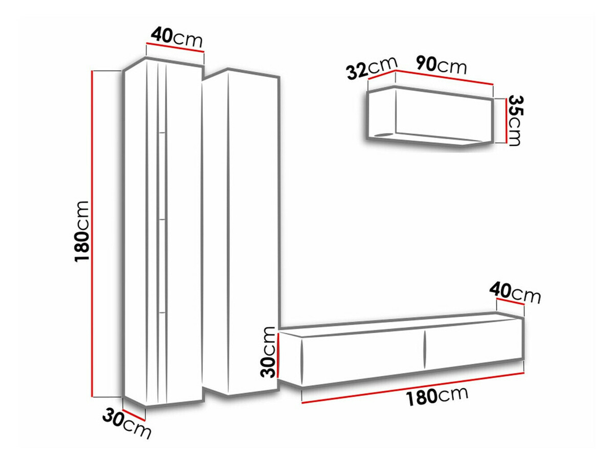 Ensemble de salon Venenou 136 (Blanc + Blanc brillant)