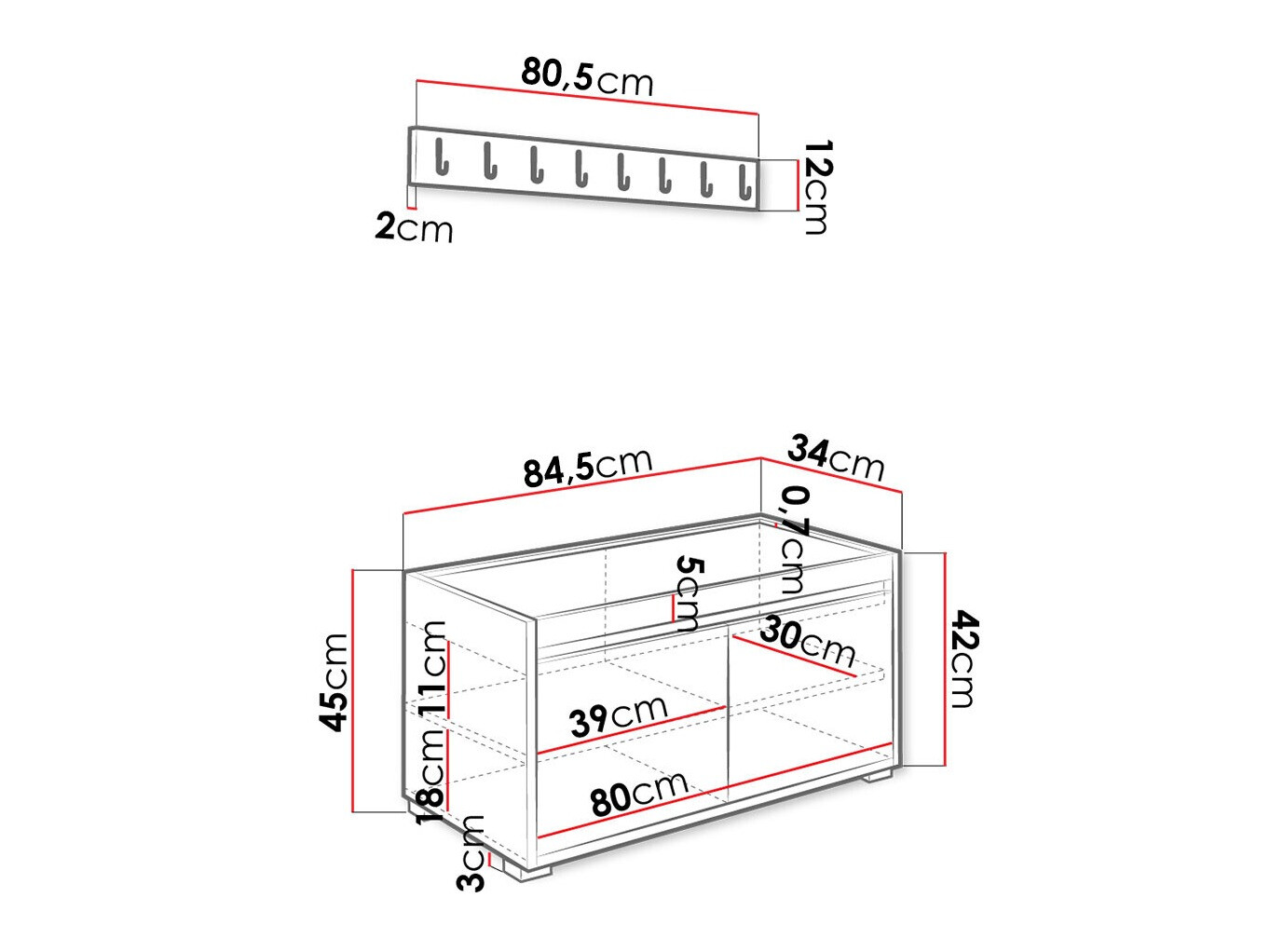 Meuble d'entrée Comfivo Pinus III