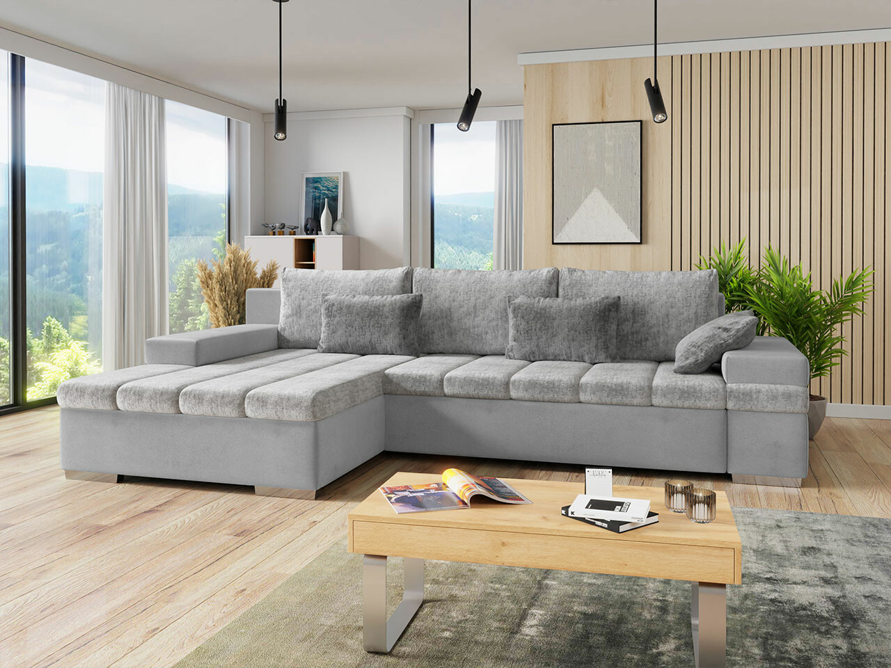 Canapé d'angle Comfivo Olivetum II (Venus Velvet 2921 + Miu 2059 + Miu 2058)