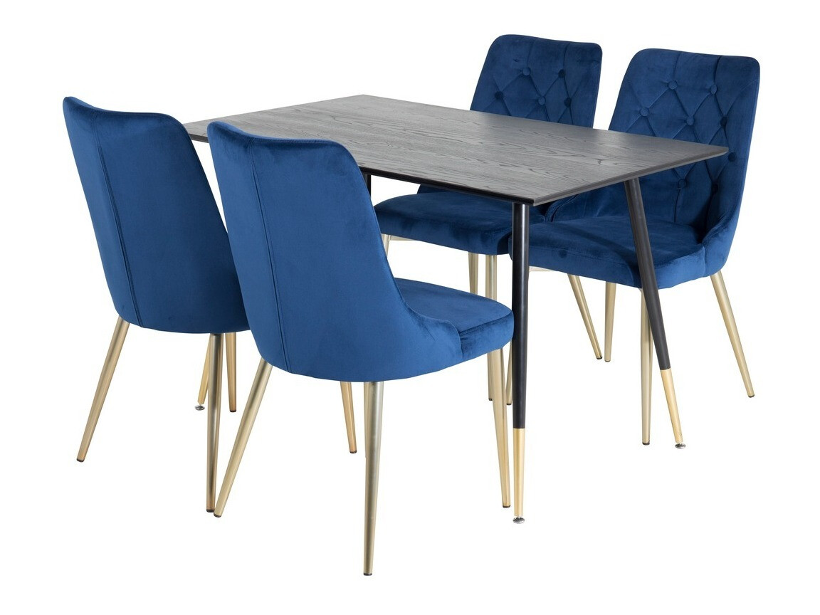 Salle à manger complète Dallas 1673 (Bleu + doré)