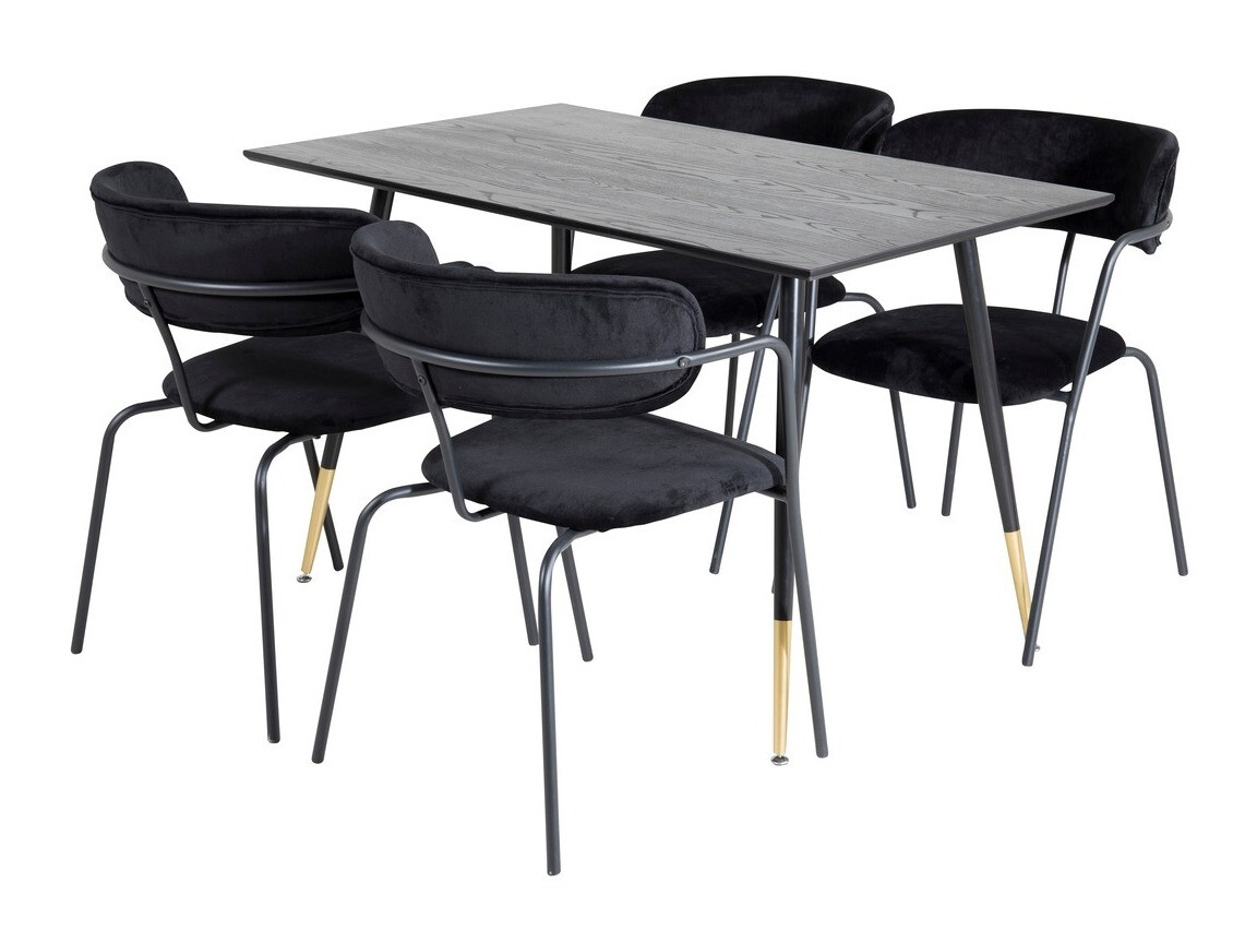 Salle à manger complète Dallas 1694 (Noir + Gris)