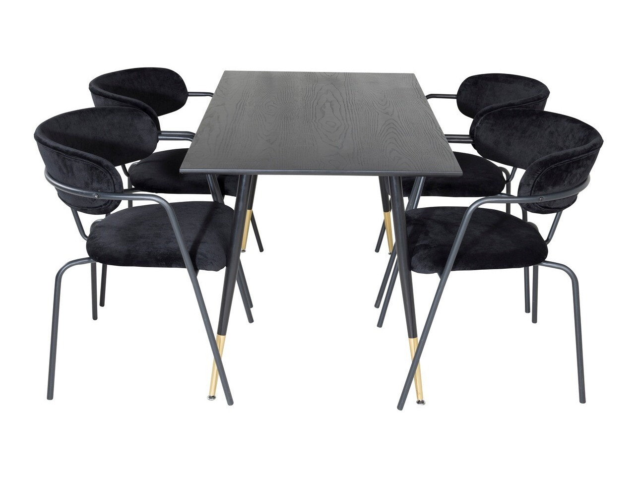 Salle à manger complète Dallas 1694 (Noir + Gris)