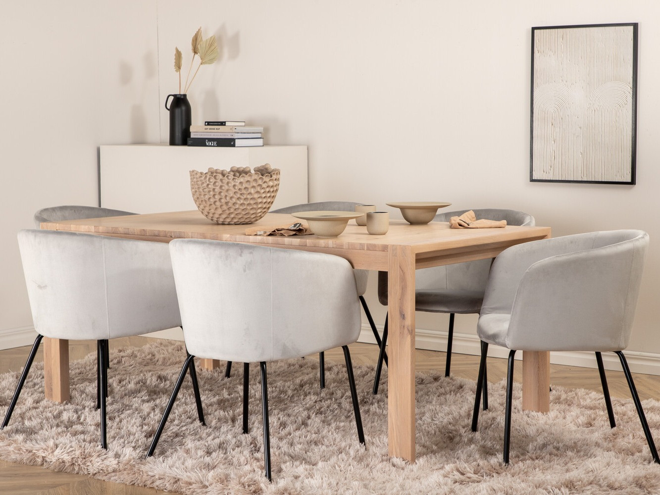 Salle à manger complète Dallas 2955 (Gris + Noir)
