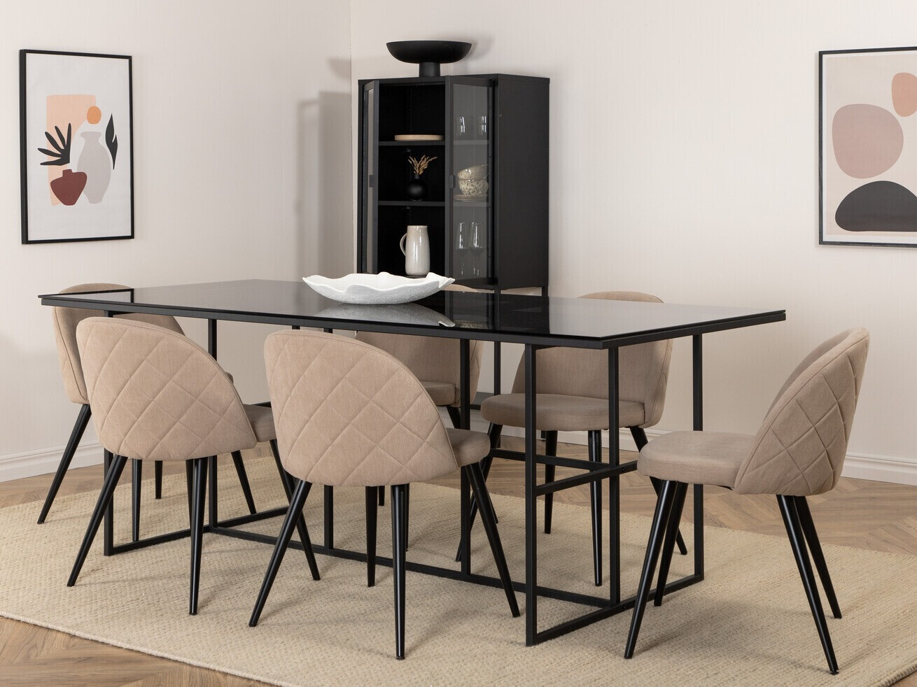 Salle à manger complète Dallas 3042 (Beige + Noir)