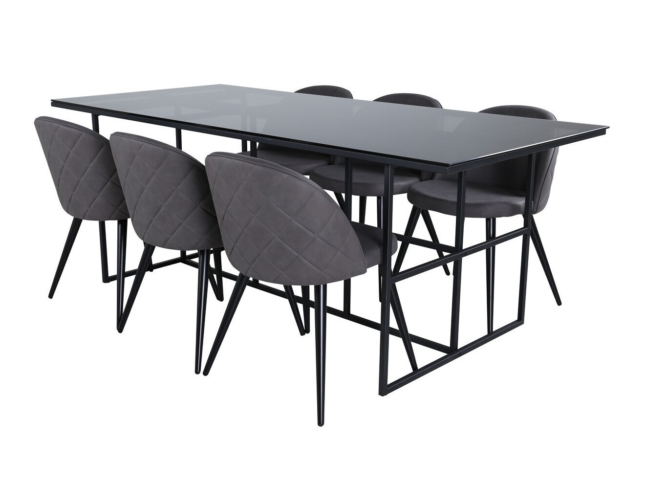 Salle à manger complète Dallas 3042 (Gris foncé + Noir)