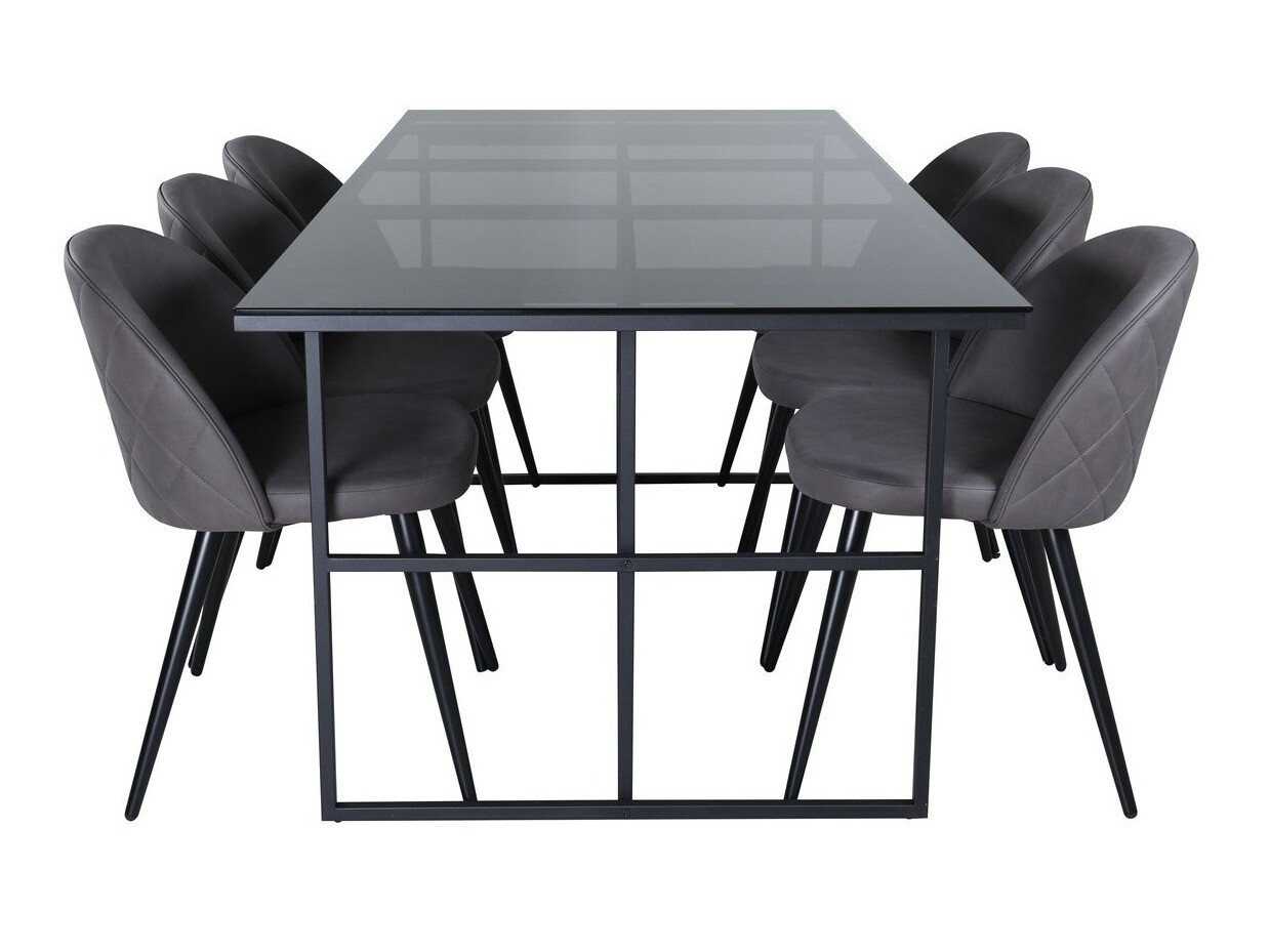 Salle à manger complète Dallas 3042 (Gris foncé + Noir)