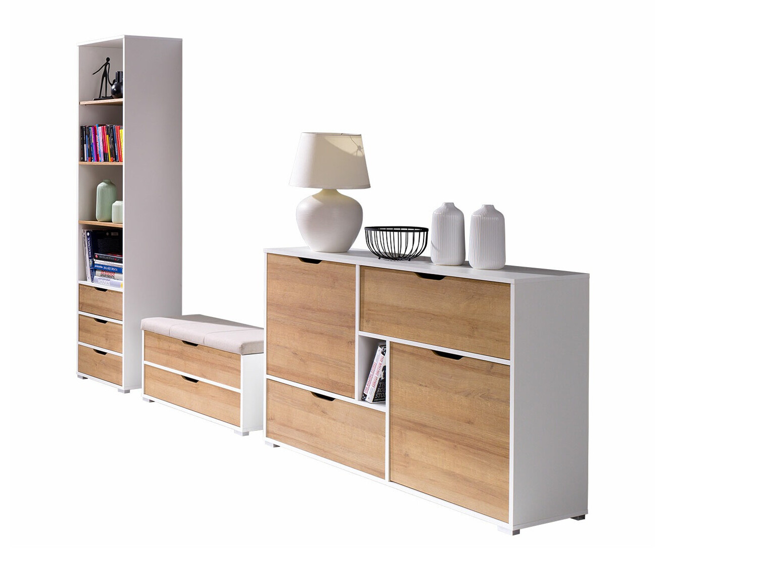 Ensemble de meubles Providence H121 (Blanc + Chêne doré)