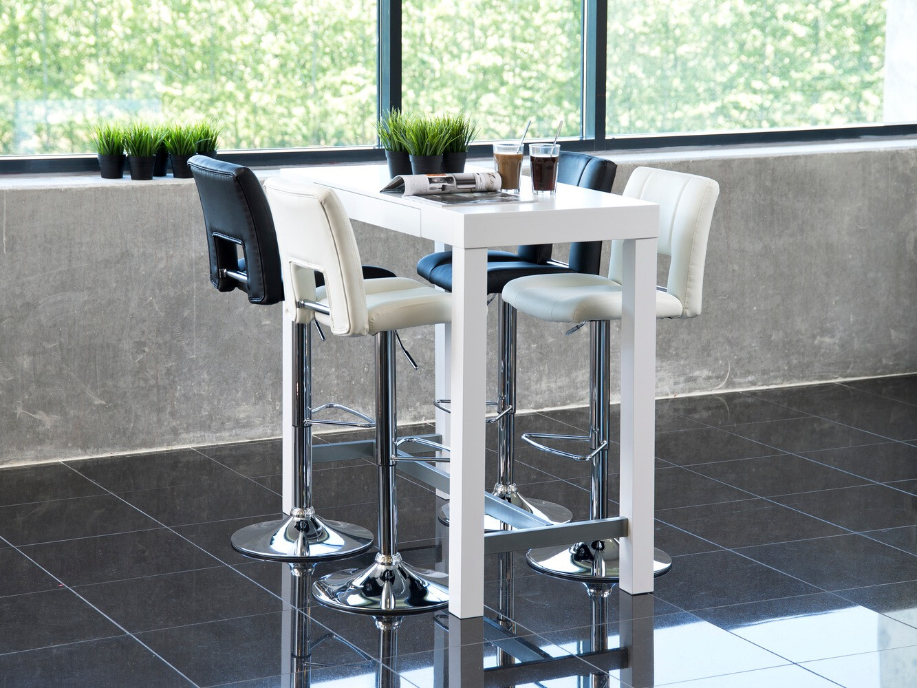Chaise de bar mi-hauteur Norsica 145 (Noir + Argent)