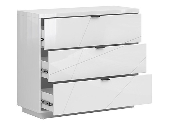 Commode Fivale 118 (Blanc brillant + Blanc)