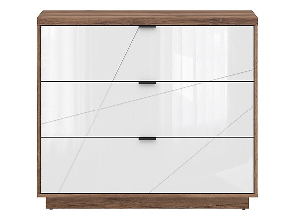 Commode Fivale 118 (Chêne delano foncé + Blanc brillant)