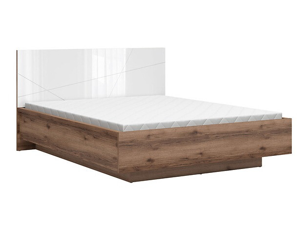 Lit Fivale 122 (Chêne delano foncé + Blanc brillant)