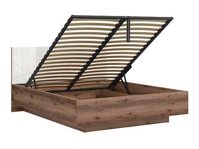Lit Fivale 122 (Chêne delano foncé + Blanc brillant)